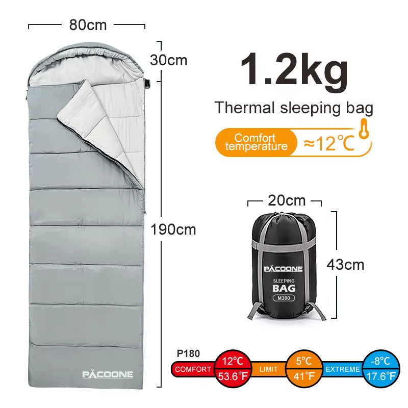 PACOONE Outdoor Sleeping Bag Double Sleeping Bag Lightweight Cotton Warm Sleeping Bag Washable Camping Travel Sleeping Bag New